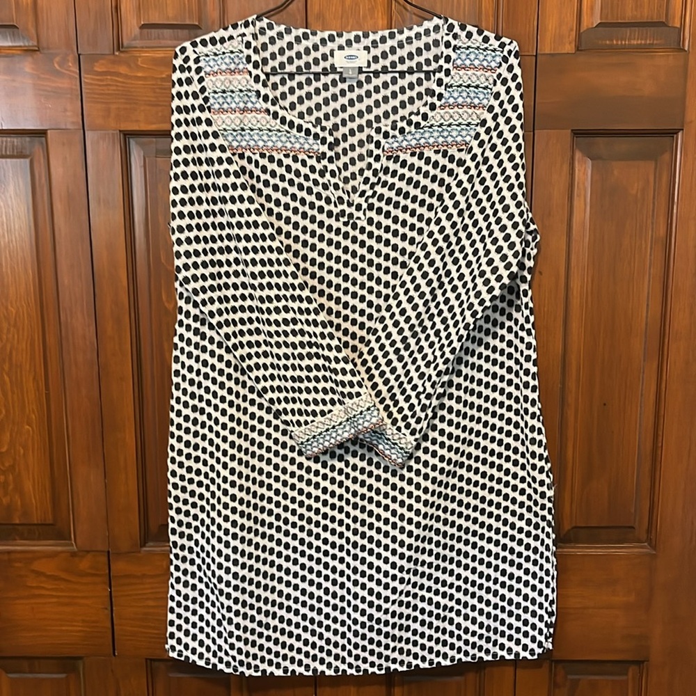 Old Navy Black and White Tunic/Dress/Swim Cover Up 100% Cotton Size Large